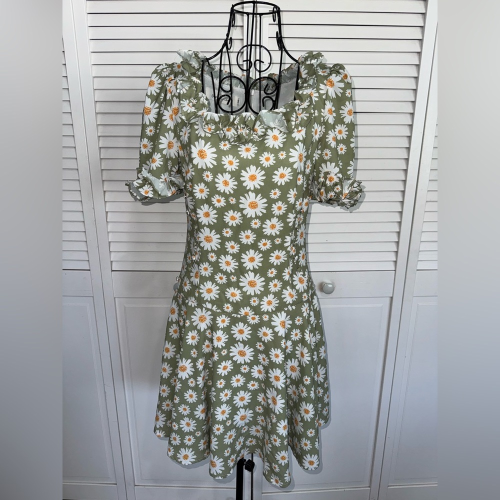 RARE Quanta Du Soleil De Paris Daisy Greta Dress in Floral Green Size XS/34